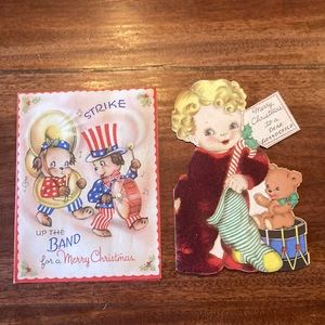 1944 Vintage World War II Christmas Cards set of 2